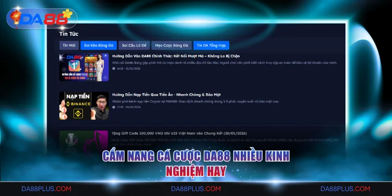 Cẩm nang cá cược DA88 nhiều kinh nghiệm hay